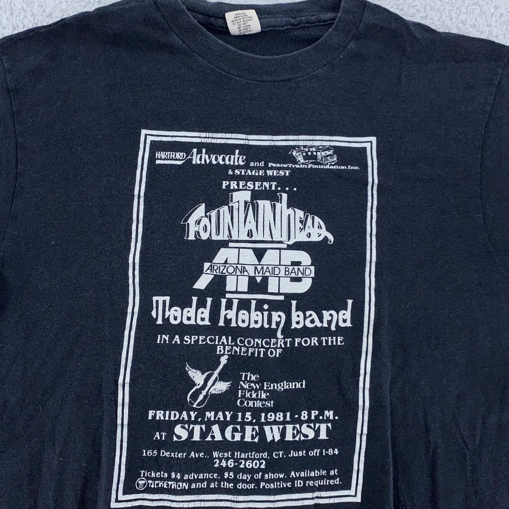 Vtg Fountainhead Arizona Maid Band Todd Hobin Shirt Xs Concert Stage West Ct